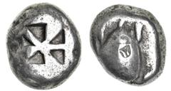 Ancient Gold Coins – Greek Silver and Bronze Coins Attica, Islands off, Aegina, (Aigina), (510-490 B.C.), silver stater, (12.03 g), obv. smoothed shell sea turtle without row of dots down dorsal spine
