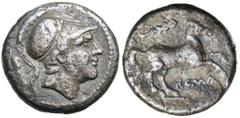 ROMAN SILVER & BRONZE COINS - REPUBLIC Republic, Anonymous, (c.235 B.C.), silver didrachm, (6.08 g), Rome mint, obv. helmeted head of Mars right, club behind, rev. horse prancing right, club above, RO