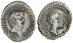 ROMAN SILVER & BRONZE COINS - REPUBLIC Lucius Antony and Mark Antony, silver denarius, issued 41 B.C., travelling mint with Mark Antony, (3.74 g), obv. head of Mark Antony to right, around M ANT I MP 