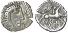 Great Britain Silver & Bronze Coins Celtic, Iceni, early uninscribed silver unit, c60 AD, (1.19g), obverse face to right, reverse horse regular type, to right, (S.434, M.413/d, V.790-94, BMC.3556-3759