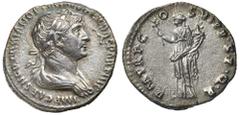 Roman Silver & Bronze Coins - Imperial Trajan, (A.D. 98-117), silver denarius, issued 114-7, Rome mint, (3.04 g), obv. laureate bust draped to right of Trajan, around IMP CAES NER TRAIAN OPTIM AVG GER