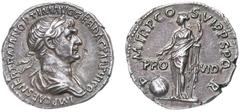 Roman Silver & Bronze Coins - Imperial Trajan, (A.D. 98-117), silver denarius, issued 116, Rome mint, (3.21 g), obv. laureate head of Trajan to right, around IMP CAES NERVA TRAIAN OPTIM AVG GER DAC PA