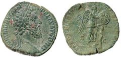 Roman Silver & Bronze Coins - Imperial Commodus, (A.D. 177-192), AE sestertius, (18.85 g), issued 186, obv. M COMMODVS ANT P FELIX AVG BRIT, laureate head of Commodus to right, rev. around SAEC FEL P 