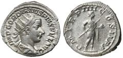 Roman Silver & Bronze Coins - Imperial Gordian III, (A.D. 238-244), silver denarius, (2.82 g), Rome mint, obv. laureate bust to right of Gordian III, draped and cuirassed, rev. Pietas standing facing,