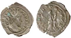 Roman Silver & Bronze Coins - Imperial Tetricus I, (A.D. 270-273), billon antoninianus, (2.45 g), obv. radiate cuirassed bust to right, around IMP TETRICVS P F AVG, rev. around HILARITAS AVGG, Hilarit