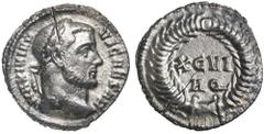 Roman Silver & Bronze Coins - Imperial Galerius Maximian, as Caesar, (A.D. 305-311), silver argenteus, Aquileia mint, struck 300 A.D., (3.13 g), obv. laureate head to right, around MAXIMIAN VS CAESAR,