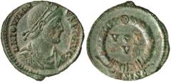 Roman Silver & Bronze Coins - Imperial Jovian, (A.D. 363-364), AE 19, Siscia mint, issued 363, (2.97 g), obv. laureate draped and cuirassed bust to right, around D N IOVIAN VS P F AVG, rev. VOT V with