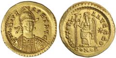 Ancient Gold - Roman LEO I, (A.D. 457-474), gold solidus, Constantinople mint, 9th Officina, issued 462-466, (4.38 g), obv. Leo three-quarter facing bust, wearing cuirass, paludamentum and crown, hold