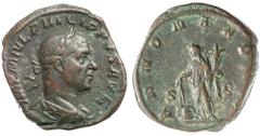 Roman Silver & Bronze Coins - Roman Imperial PHILIP I, (244-249), AE sestertii, rev. Laetitia, (RIC 175, S.8997); rev. Annona, (RIC 168, S.8990) (illustrated); rev. elephant, (RIC 167, S.8989); rev. a