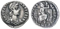 Roman Silver & Bronze Coins - Roman Imperial ANCIENT ROMAN SILVER SILIQUAE, Julian II, (A.D. 360-363), Lyon Mint, issued 361, (1.83 g), obv. rosette-diademed bust of Julian II to right, around FL CL I