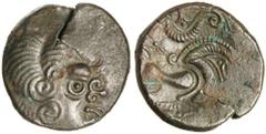 Great Britain Silver & Bronze ANCIENT BRITISH, Armorican, (Channel Islands and N.W. Gaul), Celtic issues of the Belgic migration, Armorican billon stater, Class II, (75-50 B.C.), (6.80 and 6.52 g), ob