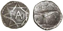 Great Britain Silver & Bronze ANCIENT BRITISH, Celtic Coinage, Regni and Atrebates, Tincomarus, (c 25 B.C. - 10 A.D.), silver minim, (0.23 g), obv. A in star, rev. bird right, (S.158, ABC 1133, Van Ar