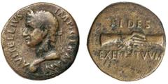 Roman Silver & Bronze - Roman Imperial VITELLIUS, (A.D. 69), AE as, Tarraco mint, issued A.D. 69, (10.30 g), obv. laureate head of Vitellius to left, globe at point of neck, around A VITELLIVS IMP GER