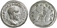 Roman Silver & Bronze - Roman Imperial PUPIENUS, (A.D. 238), silver denarius, issued A.D. 238, (3.07 g), Rome mint, obv. laureate bust to right of Pupienus, around IMP C M CLOD PVPIENVS AVG, rev. Pax 