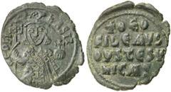 Byzantine Silver & Bronze Coins THEOPHILUS (A.D. 829-842), AE follis, uncertain provincial mint, obv. facing bust, rev. four line legend, (S.1685, DOC 17) (illustrated); Leo VI the Wise, (A.D. 886-912