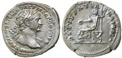 Dr C. Haymes Collection - Roman Imperial Coins TRAJAN, (A.D. 98-117), an issue in honour of his deceased father, silver denarius, issued 112-117, Rome mint, (3.09 g), obv. laureate bust of Trajan, dra