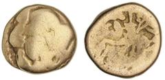 Ancient Gold - Greek CELTIC, Bituriges (Avaricum area), (c.100-50 B.C.), gold quarter stater, ( 1.61 ), obv. Celtic head to left, rev. horse walking to left, tree branch above, (De La Tour 4092). Good