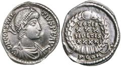 Roman Silver & Bronze - Imperial CONSTANTIUS II, (A.D. 337-361), silver siliqua, Arles mint, issued c.353-355, (2.02 g), obv. pearl-diademed bust of Constantius II to right, around DN CONSTAN TIVS PF 
