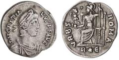 Roman Silver & Bronze - Imperial GRATIAN, (A.D. 367-383), silver siliqua, Rome mint, (2.07 g), obv. pearl-diademed bust of Gratian to right, around DN GRATIA NVS PF AVG, rev. VRBS ROMA around, Roma se