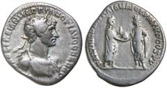 Roman Silver & Bronze Coins - Imperial HADRIAN, (A.D. 117-138), silver denarius, issued 117, Rome mint, (3.04 g), obv. laureate, draped and cuirassed bust to right of Hadrian, around [IMP] CAES TRAIAN