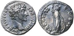 Roman Silver & Bronze Coins - Imperial MARCUS AURELIUS, as Caesar, (A.D. 161-180), silver denarius, Rome mint, issued under Antoninus Pius, (3.15 g), obv. bare head of Marcus Aurelius to right, around