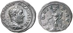 Roman Silver & Bronze Coins - Imperial MACRINUS, (A.D. 217-218), silver denarius, Rome mint, (3.36 g), issued A.D. 218, obv. bearded Macrinus laureate draped bust to right, around IMP C M OPEL SEV MAC