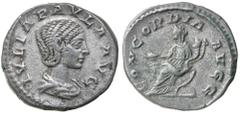 Roman Silver & Bronze Coins - Imperial JULIA PAULA, (wife of Elagabalus), (A.D. 220), silver denarius, (3.29 g), Rome mint, obv. draped bust of Julia Paula to right, around IVLIA PAVLA AVG, rev. Conco