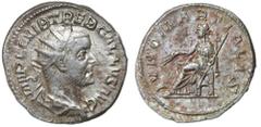 Roman Silver & Bronze Coins - Imperial TREBONIANUS GALLUS, (251-253 A.D.), silver antoninianus, issued 251-253 A.D., Rome or Milan Mint, (5.39 g), obv. radiate bust draped and cuirassed to right, arou