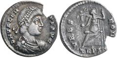 Roman Silver & Bronze Coins - Imperial VALENS, (A.D. 364-378), silver siliqua, Treveri mint, issued A.D. c. 367-375 (1.84 g), obv. pearl-diademed head of Valens to right, around DN VALEN S PF AVG, rev
