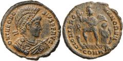 Roman Silver & Bronze Coins - Imperial THEODOSIUS I, (A.D. 379-395), AE centenionalis, issued 378-383, Constantinople Mint, (4.89 g), obv. helmeted, pearl-diademed draped and cuirassed bust to right o