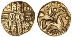 Great Britain Gold Coins ANCIENT BRITISH, North Thames Region, Catuvellauni, Uninscribed coins, Whaddon Chase type, (c.55-45 B.C.), gold stater, (5.50 g), obv. cross wreath design with two back-to-bac