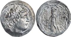 Greek Silver & Bronze Coins CAPPADOCIA, kings of, Ariarathes VII Philometor, (c.112/0-100 B.C.), silver tetradrachm (16.59 g), struck in the name of Antiochos VII of Syria, (138-129 B.C.), Ariaratheia