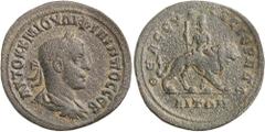 Greek Silver & Bronze Coins SYRIA, Cyrrhestica, Hieropolis, Philip II (247-249 A.D.), AE 30, (19.26 g), obv. laureate bust draped to right, around AVTOK K M IOV**LI, FILIPPO*C CEB, rev. Atergatis seat