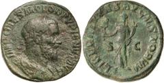 Roman Silver & Bronze - Imperial PUPIENUS, (A.D. 238), AE sestertius, Rome mint, (20.37 g), issued May - July A.D. 238, obv. bearded Pupienus laureate draped and cuirassed bust to right, around IMP CA