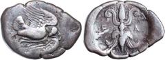 Greek Silver & Bronze Coins PELOPONNESOS, Elis, Olympia, 87th-90th Olympiad, (struck c.432-420 B.C., silver stater, (11.52 g), obv. eagle standing right with its wings spread, grasping a serpent in it
