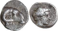 Greek Silver & Bronze Coins CARIA, Halikarnassos, (395 - 377 B.C.), silver hemiobol (Persic standard), (0.44 g), obv. head of ram to right, rev. young male head to right, (S. -, BMC [Cyprus Salamis 42