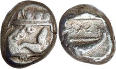 Greek Silver & Bronze Coins LYCIA, Phaselis, (c.500-440 B.C.), silver stater, (11.05 g), obv. prow of galley to left in the form of the forepart of a boar, rev. stern of galley to right within incuse 