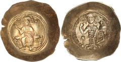 Ancient Gold - Byzantine NICEPHORUS III, (A.D.1078-1081), electrum gold histamenon nomisma (scyphate), Constantinople mint, (4.34 g), obv. bearded Christ enthroned no back, facing, wearing nimbus, rai