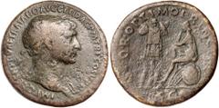 Roman Silver & Bronze Coins - Imperial - Augustus - J TRAJAN, (A.D. 98-117), AE sestertius, issued 105, Rome Mint, (27.90 g), obv. laureate bust draped on far shoulder to right of Trajan, around IMP C