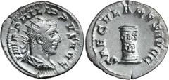 Roman Silver & Bronze Coins - Imperial - Severus Alex PHILIP I, (A.D. 244-249), silver antoninianus, Rome mint, (3.69 g), 5th officina, issued 249, obv. radiate, draped and cuirassed bust of Philip to