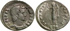 Roman Silver & Bronze Coins - Imperial - Severus Alex DELMATIUS, (A.D. 335-337), AE follis, issued 335-337 as Caesar, Heraclea mint, issued 335-6, (1.84 g), obv. laureate bust to right, cuirassed of D