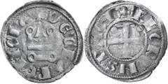 World Silver & Bronze Coins Crusaders, Principality of Achaea, Guillaume II de Villehardouin, (1246-1278), silver denier, obv. G PRINCEPS cross pattee. Rev. :CLARENTIA: castle tournois. (CCS 9b. Metca