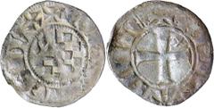World Silver & Bronze Coins France, Anjou, Fulk IV-V, (1060-1129 A.D.), silver denier, (0.90 g), obv. Cross with alpha and omega, rev. FVLCO monogram, (Boudeau 153, Roberts 4114); Fulk V, later became