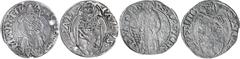 World Silver & Bronze Coins Italy, Papal Coinage, Paul II, (1464-1471), silver bolognino, 18mm, (0.82 g, Ancona mint, obv. Papal arms, rev. Paul enthroned facing, holding cruciform sceptre, raising ha