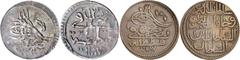 World Silver & Bronze Coins Turkey, Ottoman Empire, Abdul Hamid I, (1773-1789), Constantinople Mint, billon para, AH 1187/13 (KM.376); billon piastre 1187/1, another yr 2 (KM.396), another yr 14 (KM.3