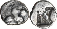 Greek Silver & Bronze Coins Cyprus, Idalion, silver tetrobol, (late 6th - early 5th century B.C.), (suggested 490-475 B.C.), (3.62 g), obv. Sphinx seated right struck from a worn die, rev. incuse squa