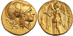 Ancient Gold Coins - Greek Macedon, Kingdom of Alexander III, (336-323 B.C.), gold stater, (8.50 g), 'Amphipolis mint', issued c.325-319 B.C., obv. head of Athena to right, in crested Corinthian helme