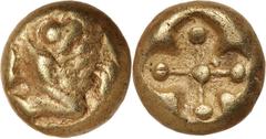 Ancient Gold Coins - Greek Ionia, Miletos, (c.580-560 B.C.), electrum twelfth stater or hemi hekte, (1.21 g), obv. forepart of lion reverted to left with open jaws, rev. star ornament or stellate patt
