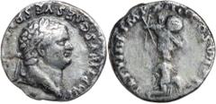 Roman Silver & Bronze Coins - Imperial Titus, (A.D. 79-81), silver denarius, Rome mint, issue of A.D. 79, (3.08 g), obv. IMP TITVS CAES VESP[ASIANVS AVG P M], laureate head to right, rev. TR POT VIIII