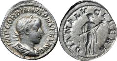 Roman Silver & Bronze Coins - Imperial Gordian III, (A.D. 238-244), silver denarius, Rome mint, issued 241-2, (2.85 g), obv. laureate draped bust right, around IMP GORDIANVS PIVS FEL AVG, rev. around 
